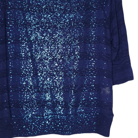 FANG Navy Shadow Striped 3/4 Sleeve Sweater, XL - Picture 7 of 10